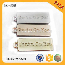 MC586 tags für Schmuck Anhänger Gold kleine benutzerdefinierte Metall Schmuck Tags für Armband / Halskette